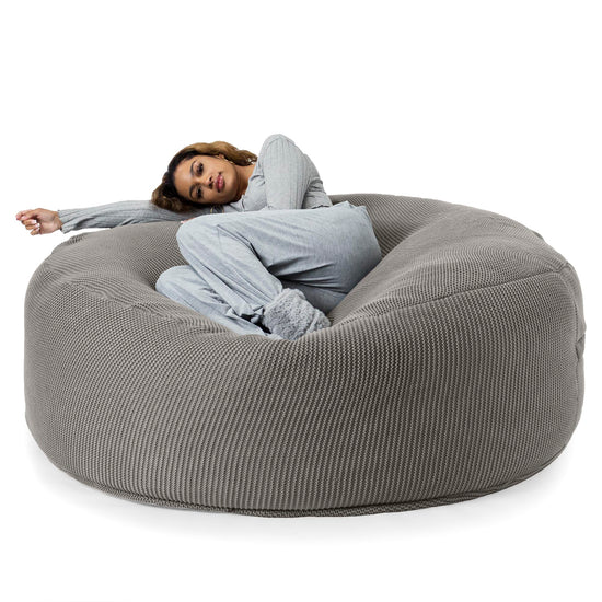 LOUNGE PUG®, Jätte Saccosäck XXL 'Mega Mammut', Stor Sittsäck, Ellos Stickad Grå