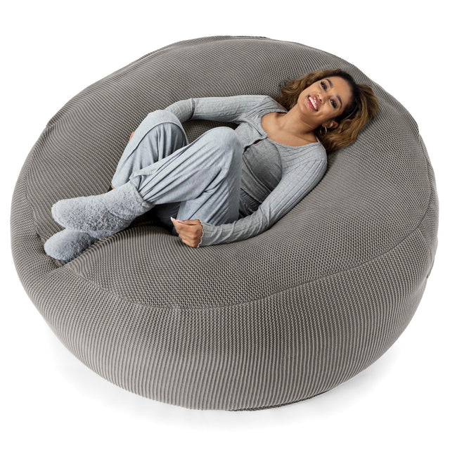 LOUNGE PUG®, Jätte Saccosäck XXL 'Mega Mammut', Stor Sittsäck, Ellos Stickad Grå