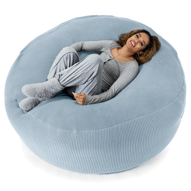 LOUNGE PUG®, Jätte Saccosäck XXL 'Mega Mammut', Stor Sittsäck, Ellos Stickad Dimmigblå