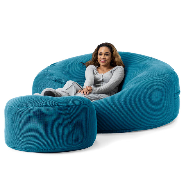 LOUNGE PUG®, Jätte Saccosäck XXL 'Mega Mammut', Stor Sittsäck, Ellos Stickad Gråblå