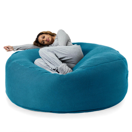 LOUNGE PUG®, Jätte Saccosäck XXL 'Mega Mammut', Stor Sittsäck, Ellos Stickad Gråblå