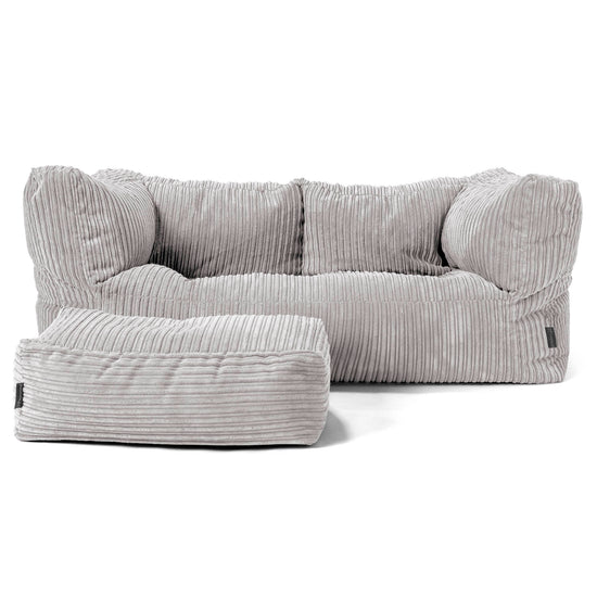 Albert 2-sits Saccosäcksoffa - Klassisk Manchestertyg Silvergrå 02