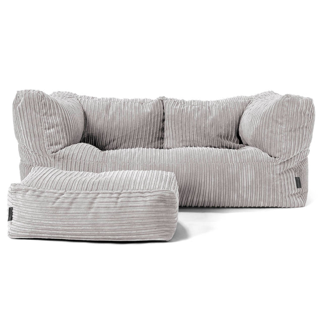 Albert 2-sits Saccosäcksoffa - Klassisk Manchestertyg Silvergrå 02