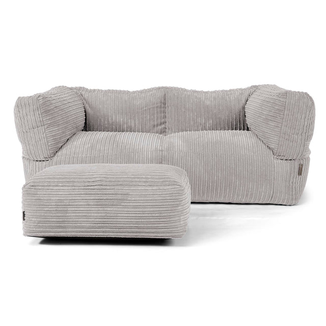 Albert 2-sits Saccosäcksoffa - Klassisk Manchestertyg Silvergrå 02