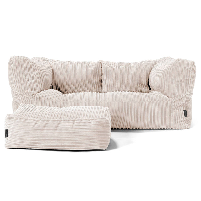 Albert 2-sits Saccosäcksoffa - Klassisk Manchestertyg Elfenbensvit 02