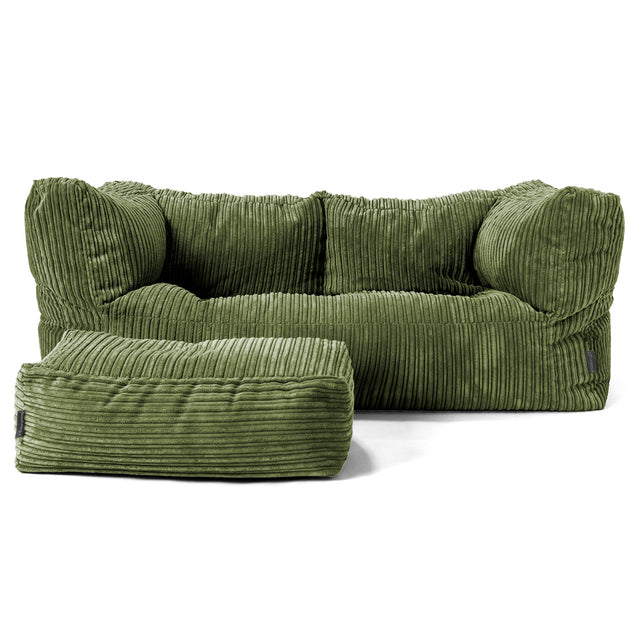 Albert 2-sits Saccosäcksoffa - Klassisk Manchestertyg Skogsgrön 02