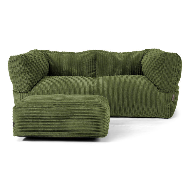 Albert 2-sits Saccosäcksoffa - Klassisk Manchestertyg Skogsgrön 02
