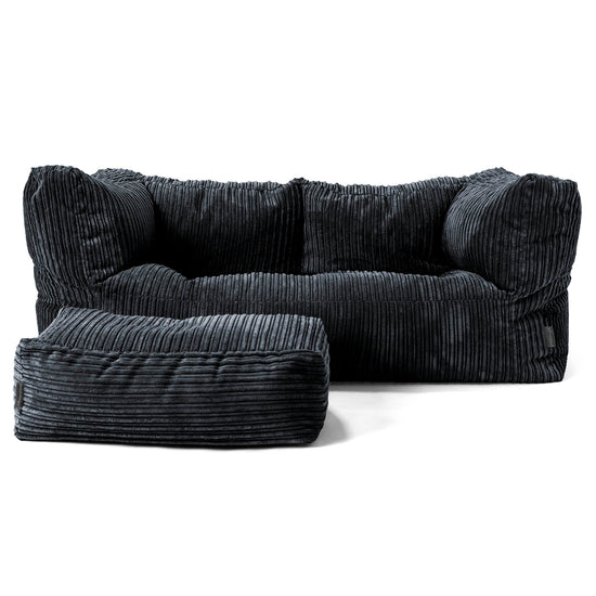 Albert 2-sits Saccosäcksoffa - Klassisk Manchestertyg Svart 02