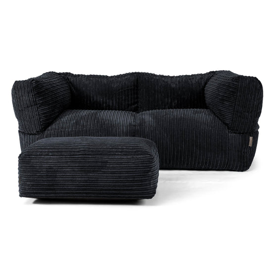 Albert 2-sits Saccosäcksoffa - Klassisk Manchestertyg Svart 02