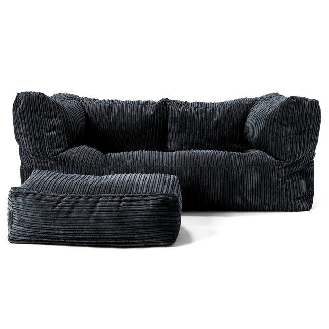 Albert 2-sits Saccosäcksoffa - Klassisk Manchestertyg Svart 02