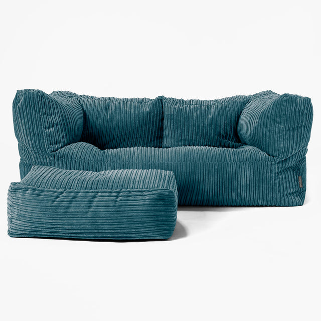 Albert 2-sits Saccosäcksoffa - Klassisk Manchestertyg Teal 02