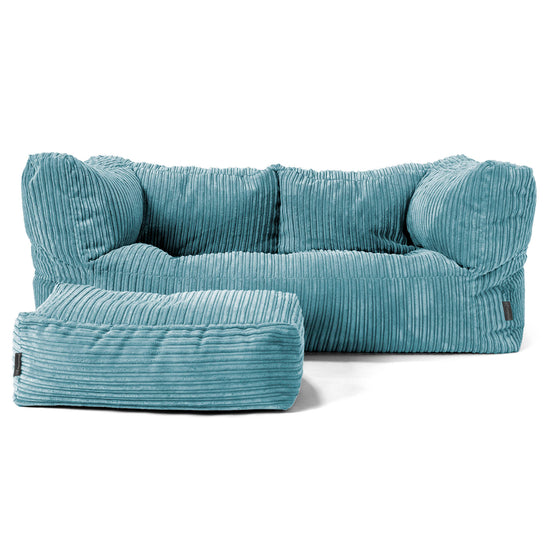 Albert 2-sits Saccosäcksoffa - Klassisk Manchestertyg Turkos 02