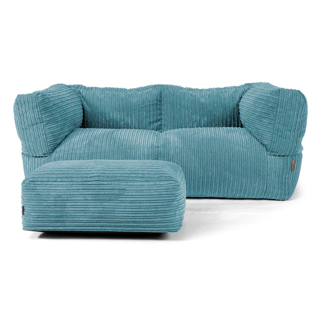 Albert 2-sits Saccosäcksoffa - Klassisk Manchestertyg Turkos 02