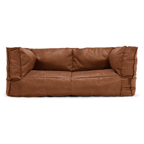 Albert 2-sits Saccosäcksoffa - Vintage Konstläder Brunt läder 01