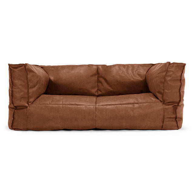 Albert 2-sits Saccosäcksoffa - Vintage Konstläder Brunt läder 01