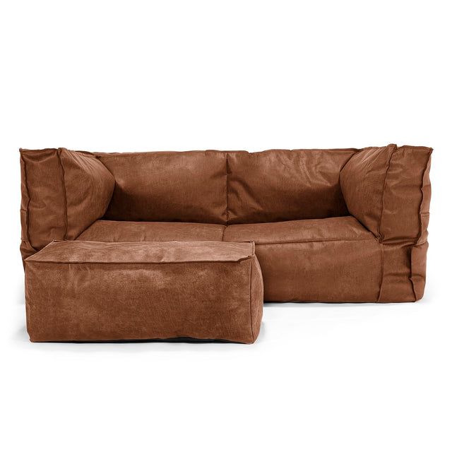 Albert 2-sits Saccosäcksoffa - Vintage Konstläder Brunt läder 02