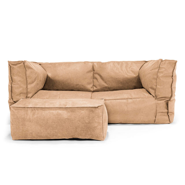 Albert 2-sits Saccosäcksoffa - Vintage Konstläder Honungsgult 02