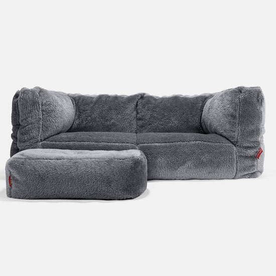Albert 2-sits Saccosäcksoffa - Teddy-fuskpäls Mörkgrå 02