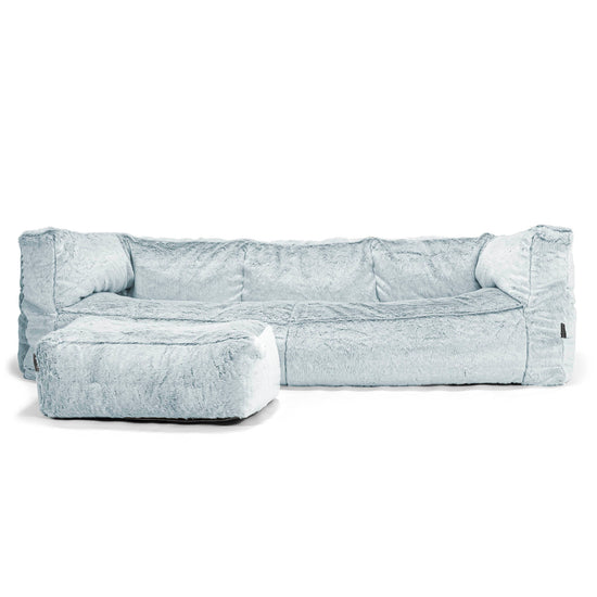 Albert 3-sits Saccosäcksoffa - Fuskkaninpäls Gammelblå 02