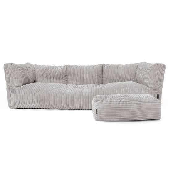Albert 3-sits Saccosäcksoffa - Klassisk Manchestertyg Silvergrå 02
