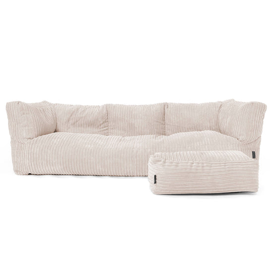 Albert 3-sits Saccosäcksoffa - Klassisk Manchestertyg Elfenbensvit 02