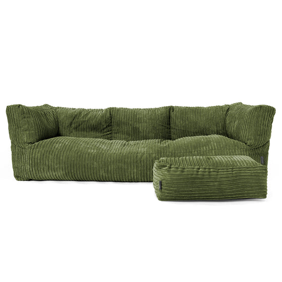 Albert 3-sits Saccosäcksoffa - Klassisk Manchestertyg Skogsgrön 02