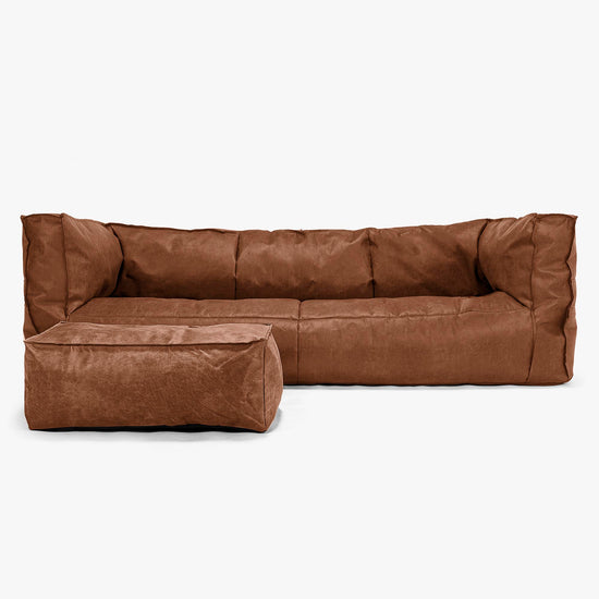 Albert 3-sits Saccosäcksoffa - Vintage Konstläder Brunt läder 02