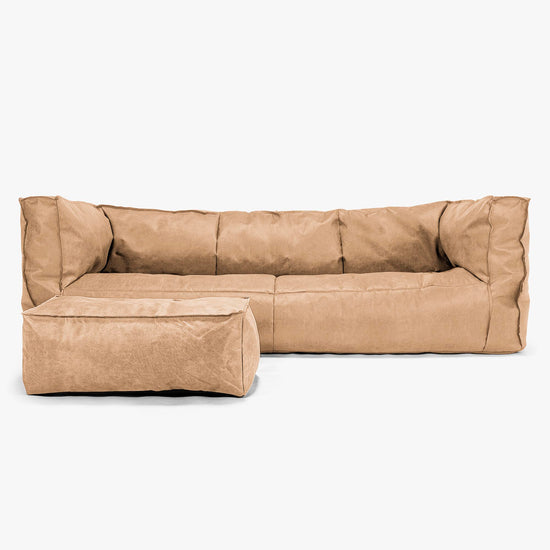 Albert 3-sits Saccosäcksoffa - Vintage Konstläder Honungsgult 02