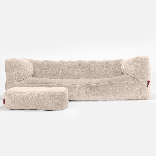 Albert 3-sits Saccosäcksoffa - Teddy-fuskpäls Gräddvit 02