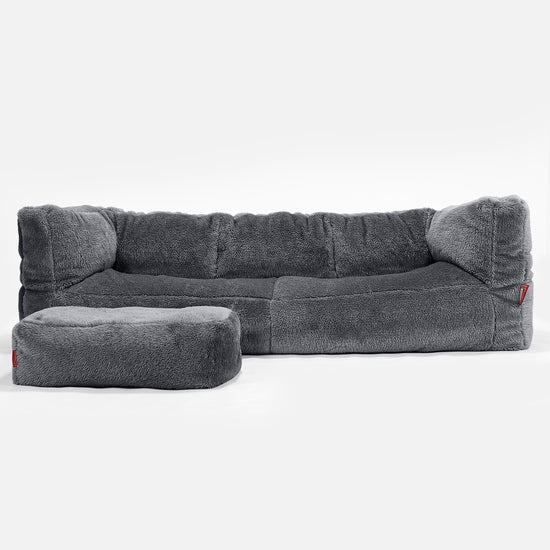 Albert 3-sits Saccosäcksoffa - Teddy-fuskpäls Mörkgrå 02