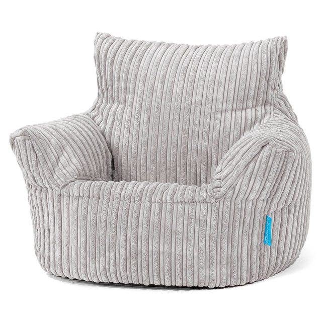 Småbarnfåtölj Saccosäck 1-3 år - Klassisk Manchestertyg Silvergrå 01