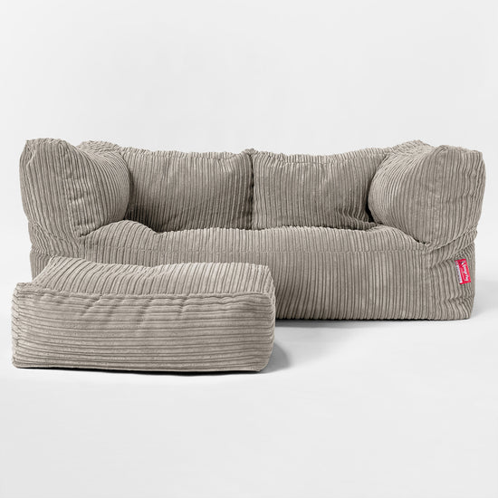 Enorm Albert 2-sits Saccosäcksoffa för Barn 3-14 år - Klassisk Manchestertyg Minkbrun 02