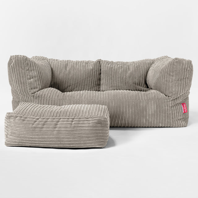 Enorm Albert 2-sits Saccosäcksoffa för Barn 3-14 år - Klassisk Manchestertyg Minkbrun 02