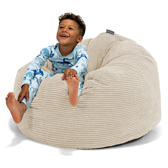 Enorm Snuggle-saccosäck för Barn 3-8 år - Pom-pom Elfenbensvit 01