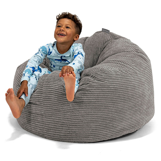 Enorm Snuggle-saccosäck för Barn 3-8 år - Pom-pom Mörkgrå 01