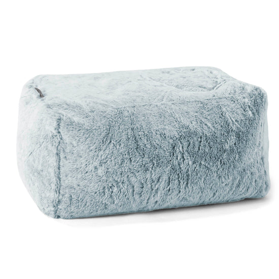 Fotpall Sittpuff - Fuskkaninpäls Gammelblå 01