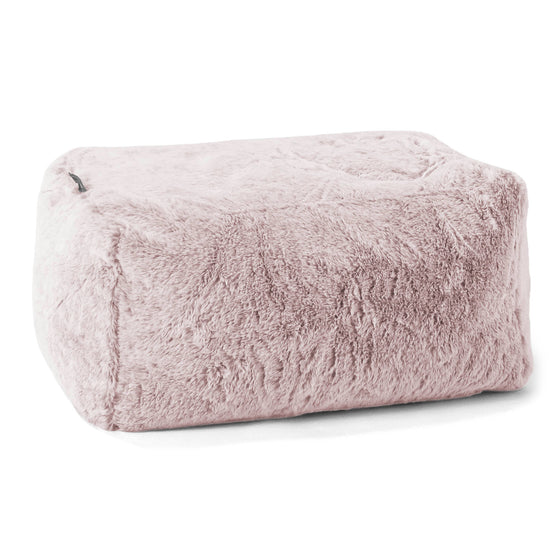 Fotpall Sittpuff - Fuskkaninpäls Gammelrosa 01