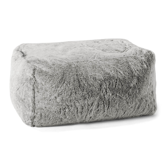 Fotpall Sittpuff - Fuskkaninpäls Ljusgrå 01