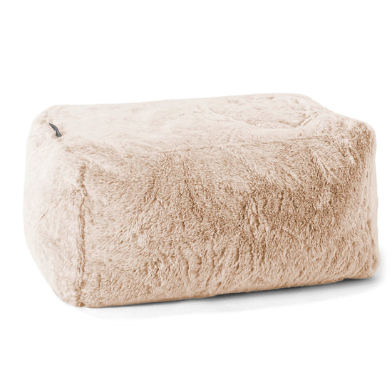 Fotpall Sittpuff - Fuskkaninpäls Vit 01