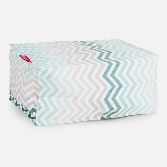 Fotpall Sittpuff - Geometriskt tryck Chevron Teal 01