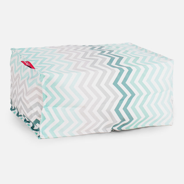 Fotpall Sittpuff - Geometriskt tryck Chevron Teal 01