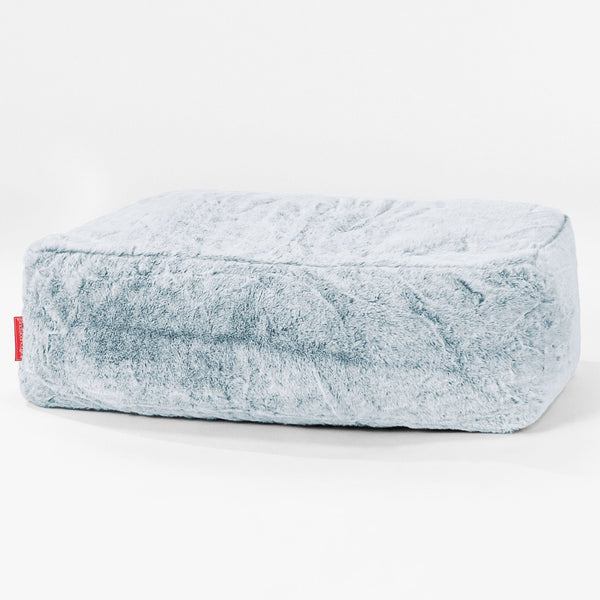 Fotpall Sittpuff Stor - Fuskkaninpäls Gammelblå 01