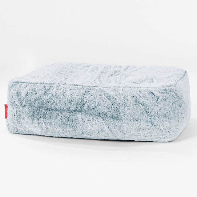 Fotpall Sittpuff Stor - Fuskkaninpäls Gammelblå 01