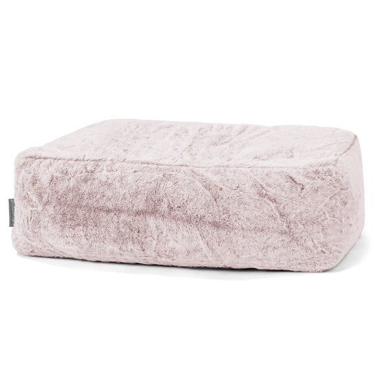 Fotpall Sittpuff Stor - Fuskkaninpäls Gammelrosa 01