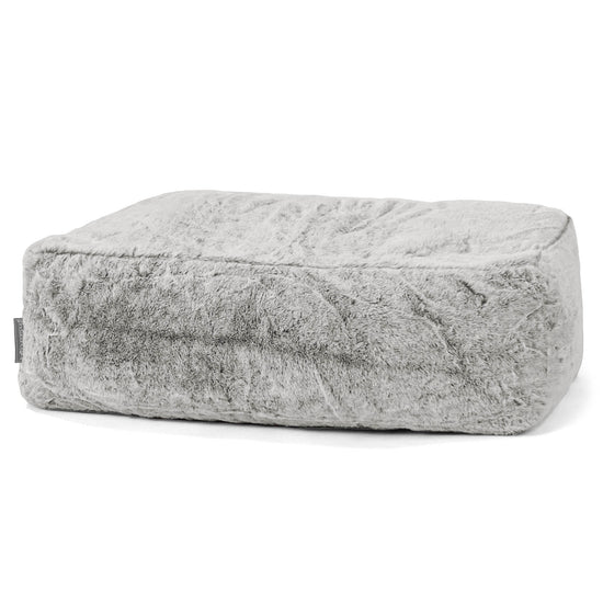 Fotpall Sittpuff Stor - Fuskkaninpäls Ljusgrå 01