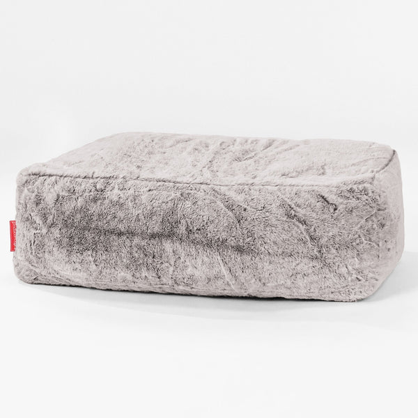 Fotpall Sittpuff Stor - Fuskkaninpäls Ljusgrå 01