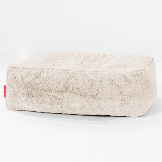 Fotpall Sittpuff Stor - Fuskkaninpäls Vit 01