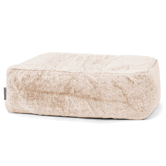 Fotpall Sittpuff Stor - Fuskkaninpäls Vit 01