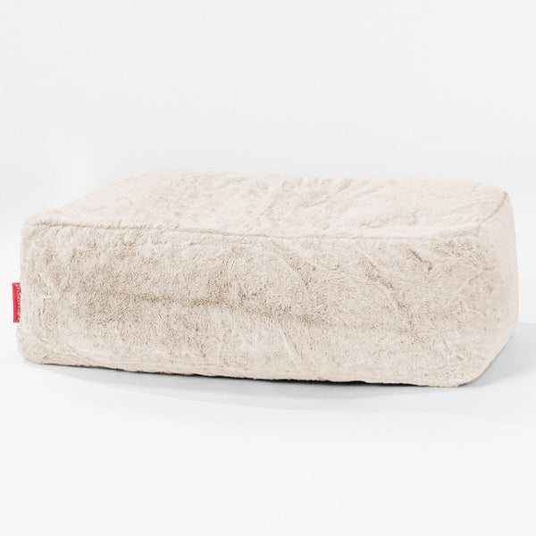 Fotpall Sittpuff Stor - Fuskkaninpäls Vit 01