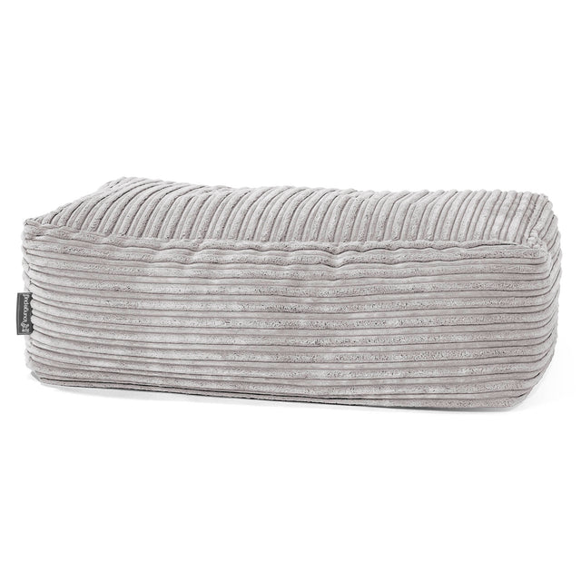 Fotpall Sittpuff Stor - Klassisk Manchestertyg Aluminiumsilver 01